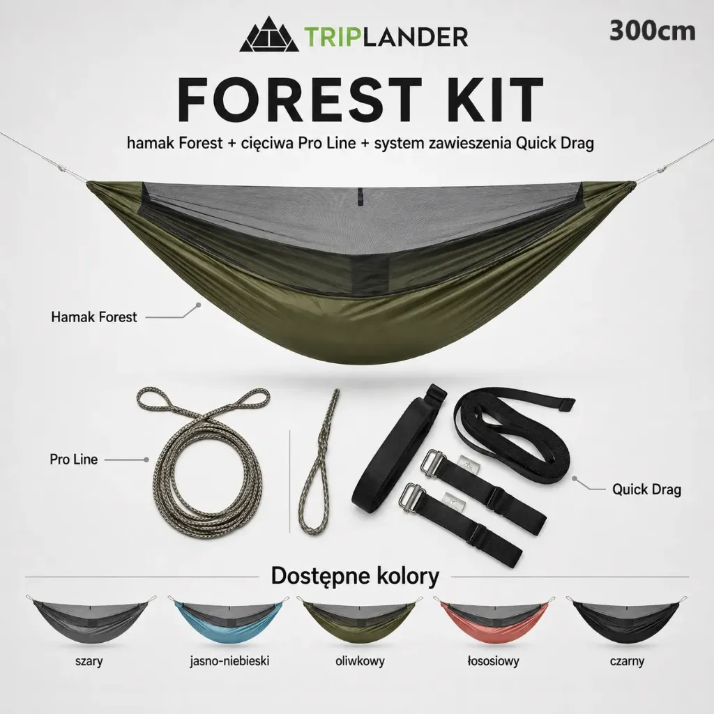 [TRIP-ZHF-300-BLACK-KIT] Zestaw - TRIPLANDER Forest KIT 300cm (Czarny)